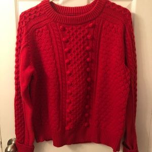 Red J. Crew Popcorn Sweater